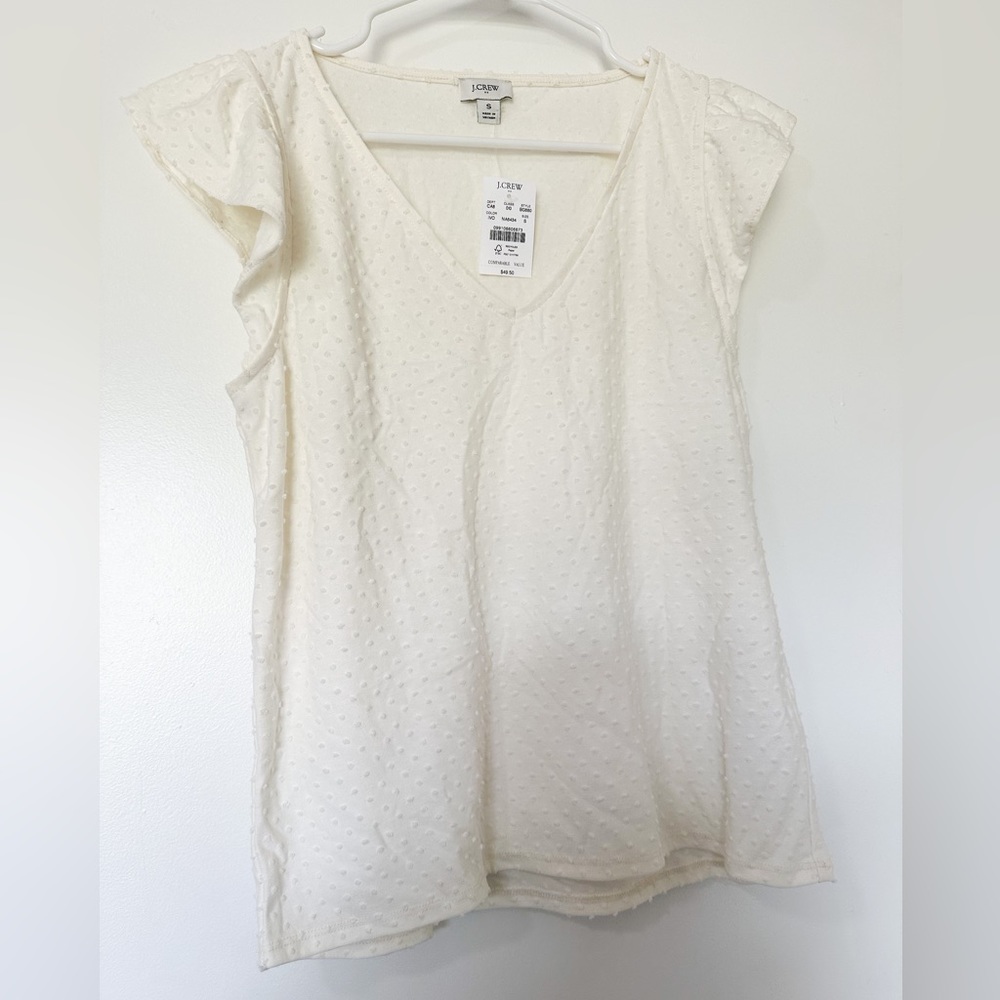 NEW Ivory J.Crew Ruffle Sleeve T-Shirt. With tags. Size: Small